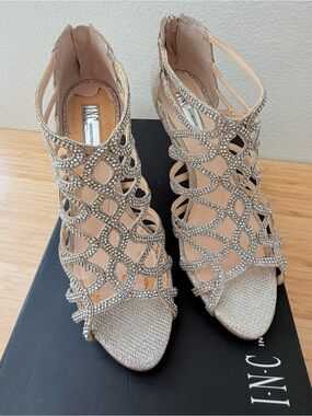 INC Women’s Rhinestone Cage High-Heel Sandals 7